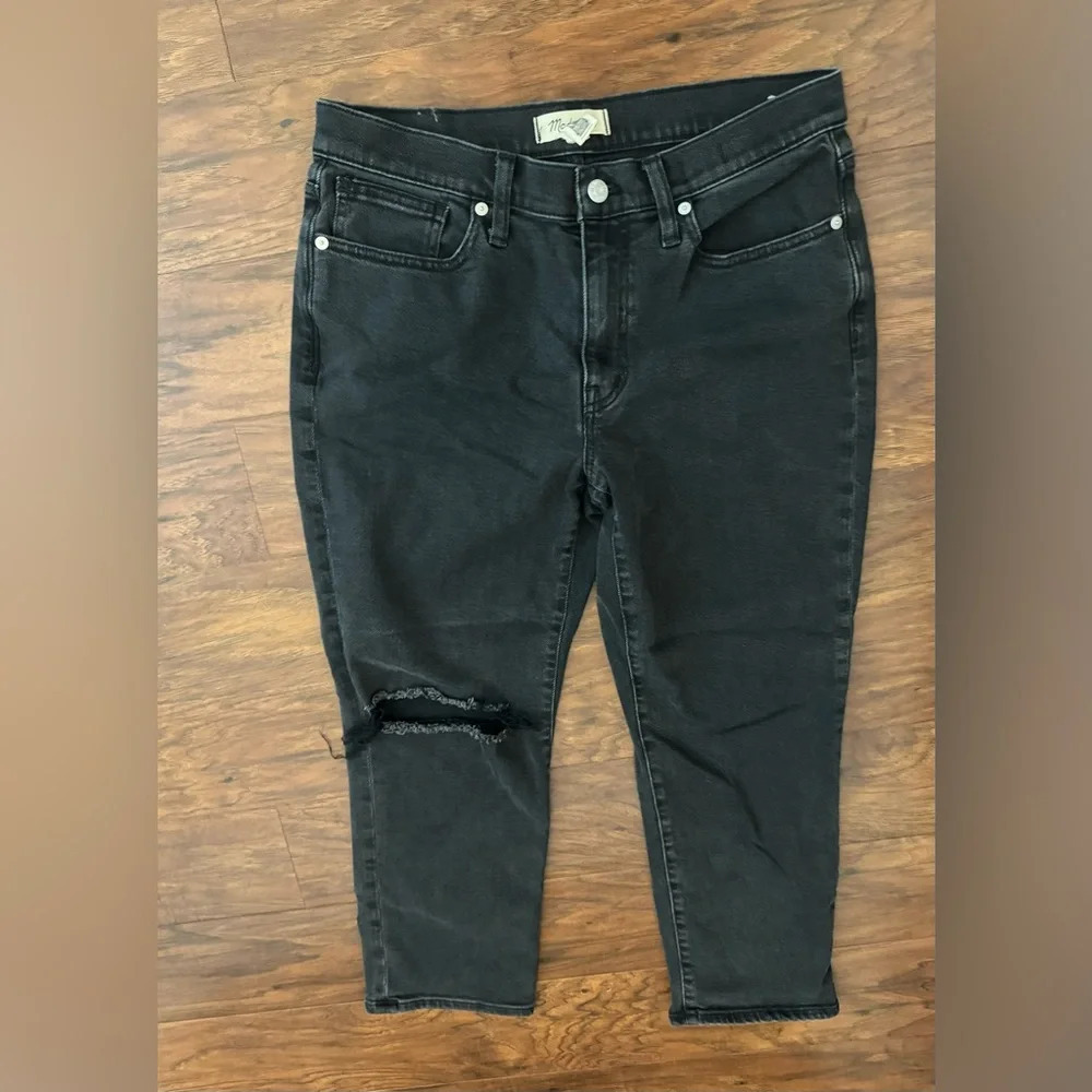 Madewell Charcoal Distressed Cropped Jeans